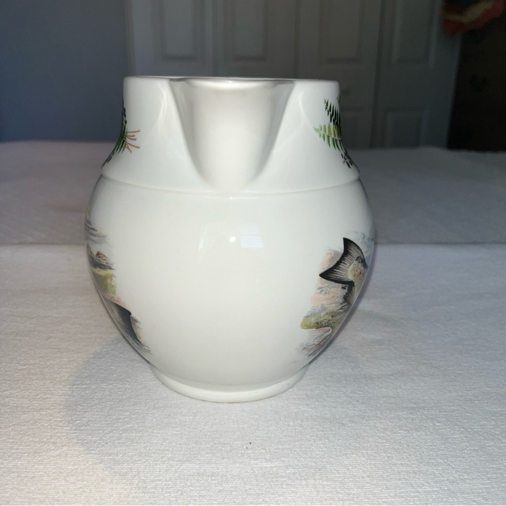 Portmeirion White Ceramic Pitcher with Trout and Fern Motif - Picture 6 of 8
